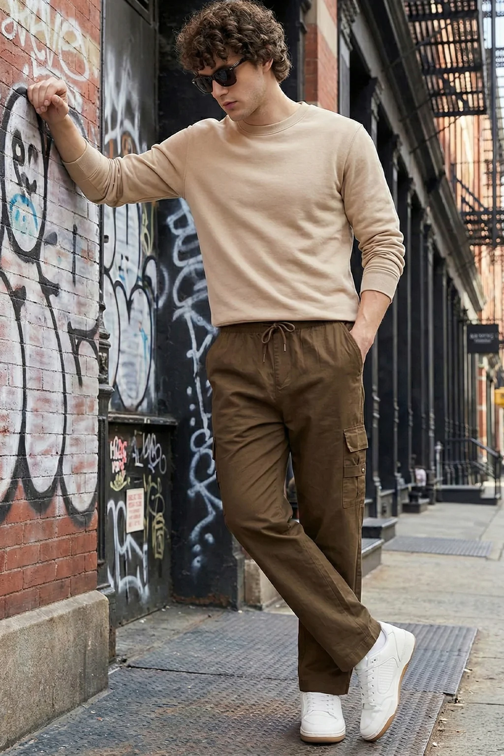 Brown Pure Cotton Baggy Fit 4 Pocket Cargo - Image 4