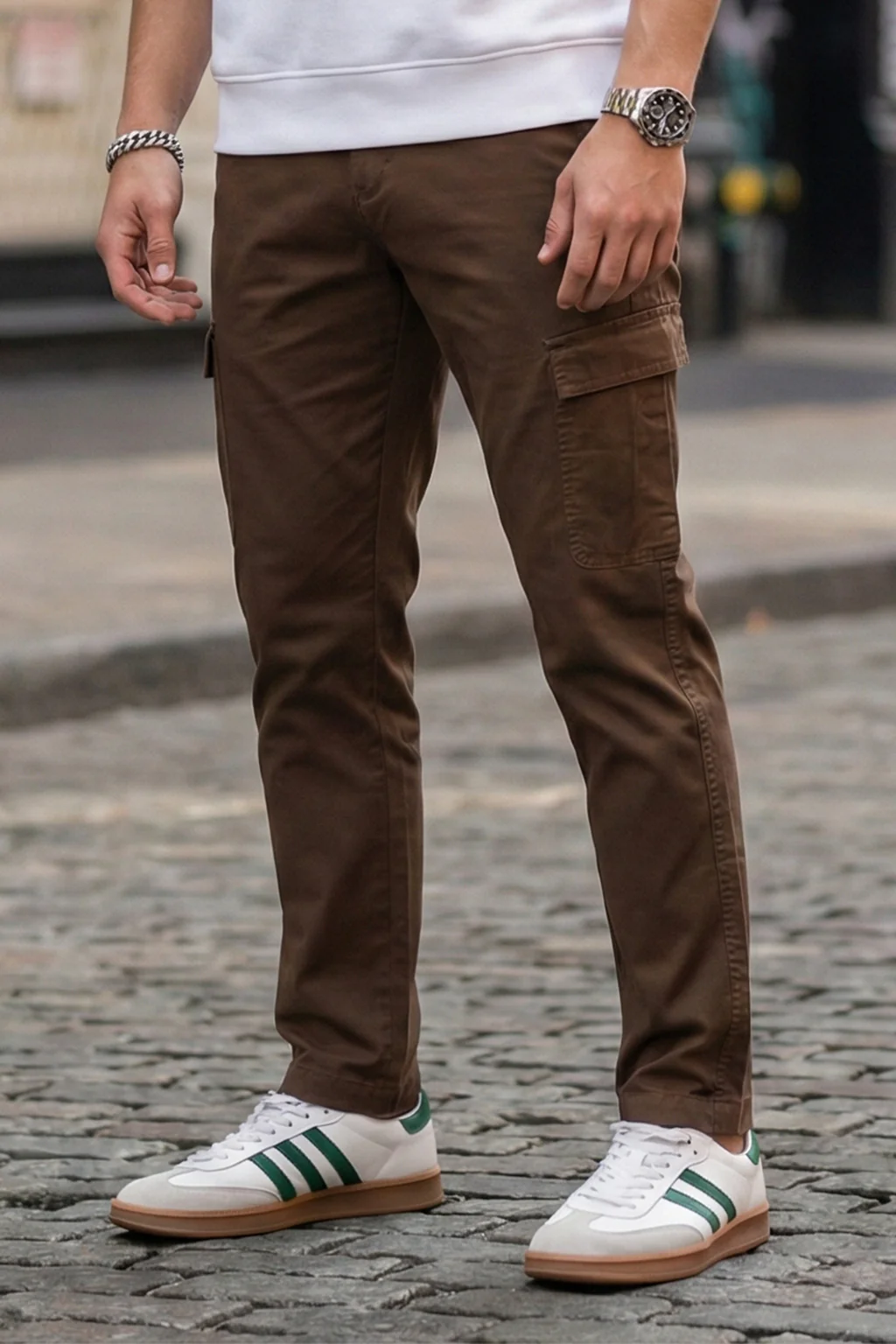 Brown Pure Woven Narrow Fit 5 Pocket Exclusive Cargo - Image 2