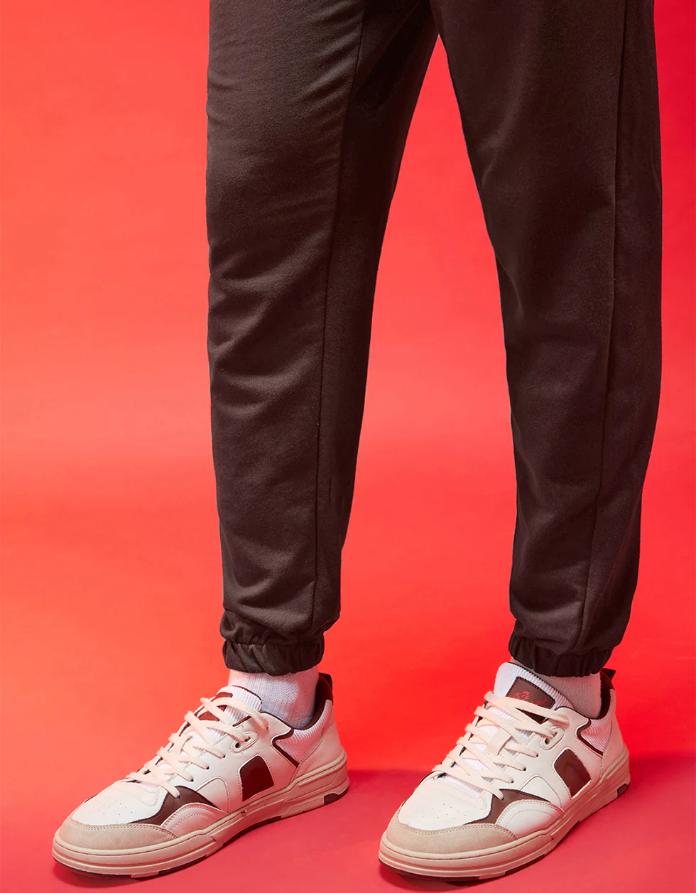 BROWN Solid Baggy Fit Joggers - Image 3