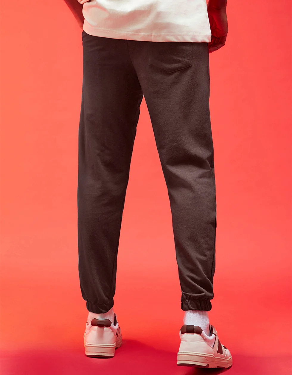 BROWN Solid Baggy Fit Joggers - Image 5