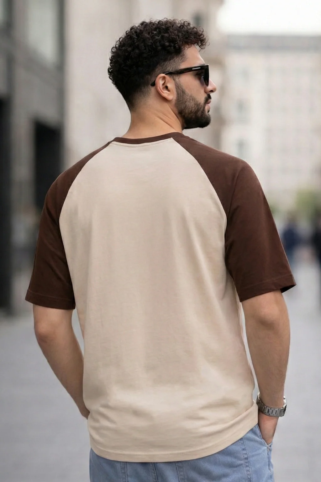 Brown-Swanwhite Raglan Oversized Typography Printed T-shirt - Image 4