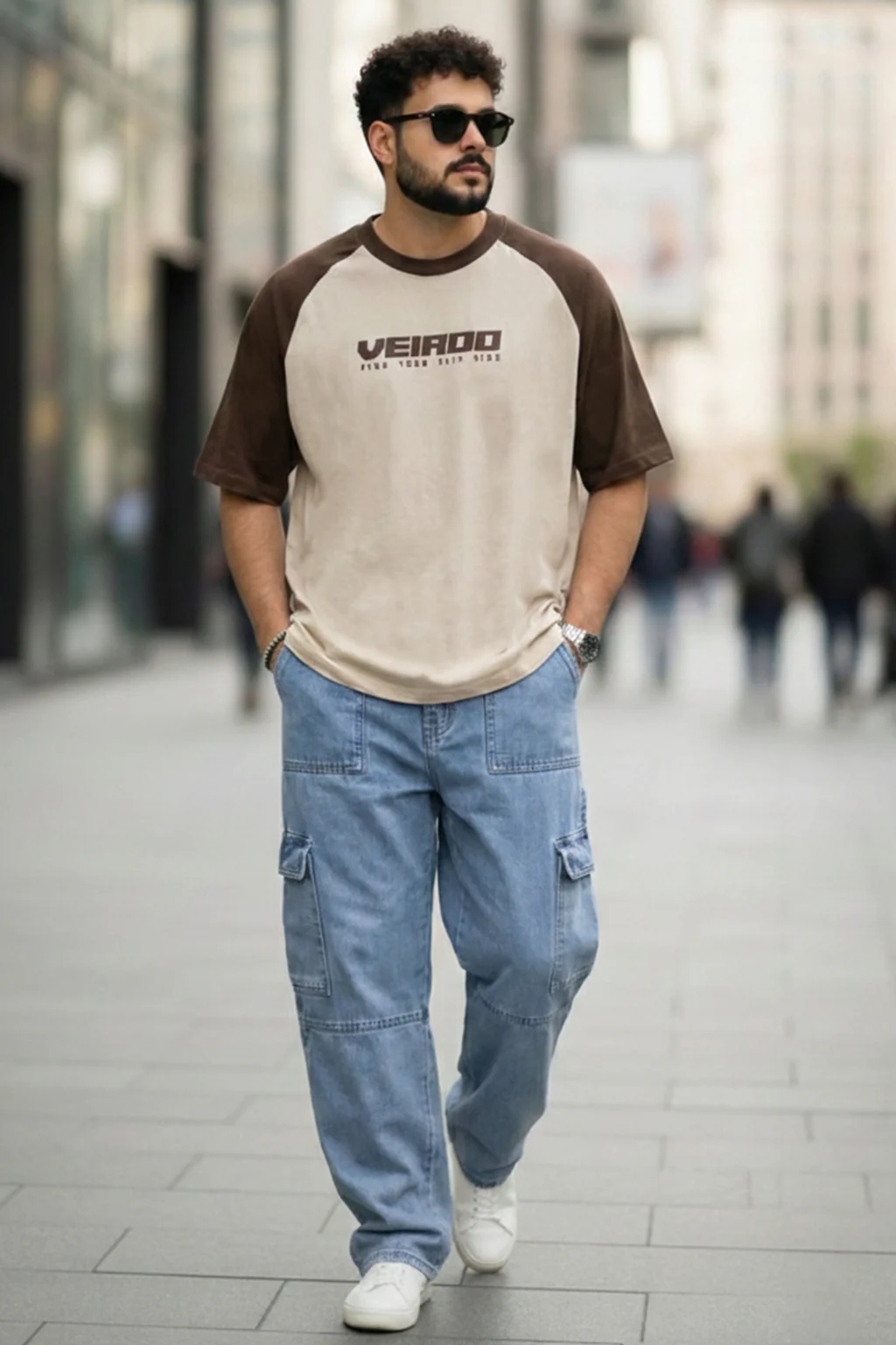 Brown-Swanwhite Raglan Oversized Typography Printed T-shirt - Image 5