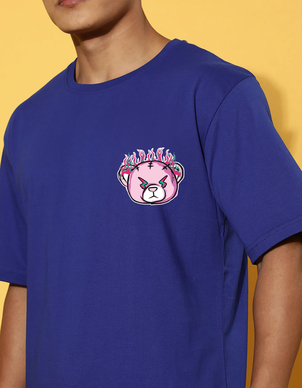 Burning Royal Blue Oversized Printed T-shirt - Image 6