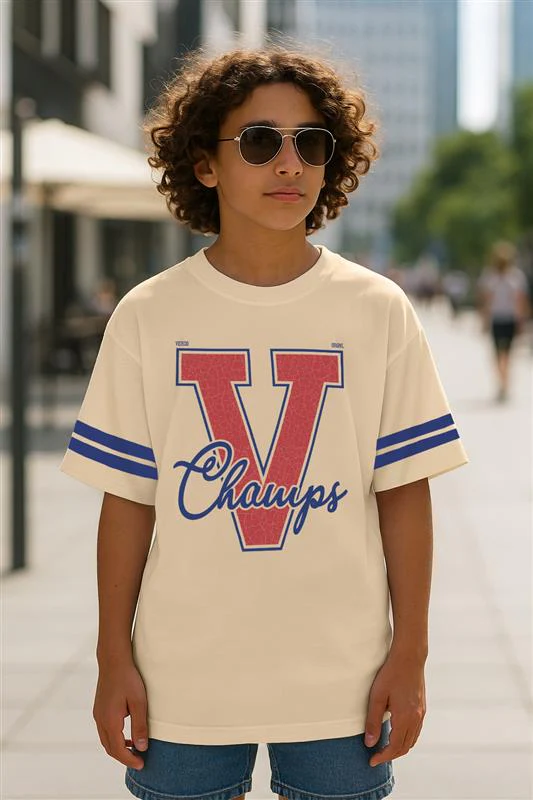 Champs Swanwhite Oversized Graphic Printed Boys T-shirt