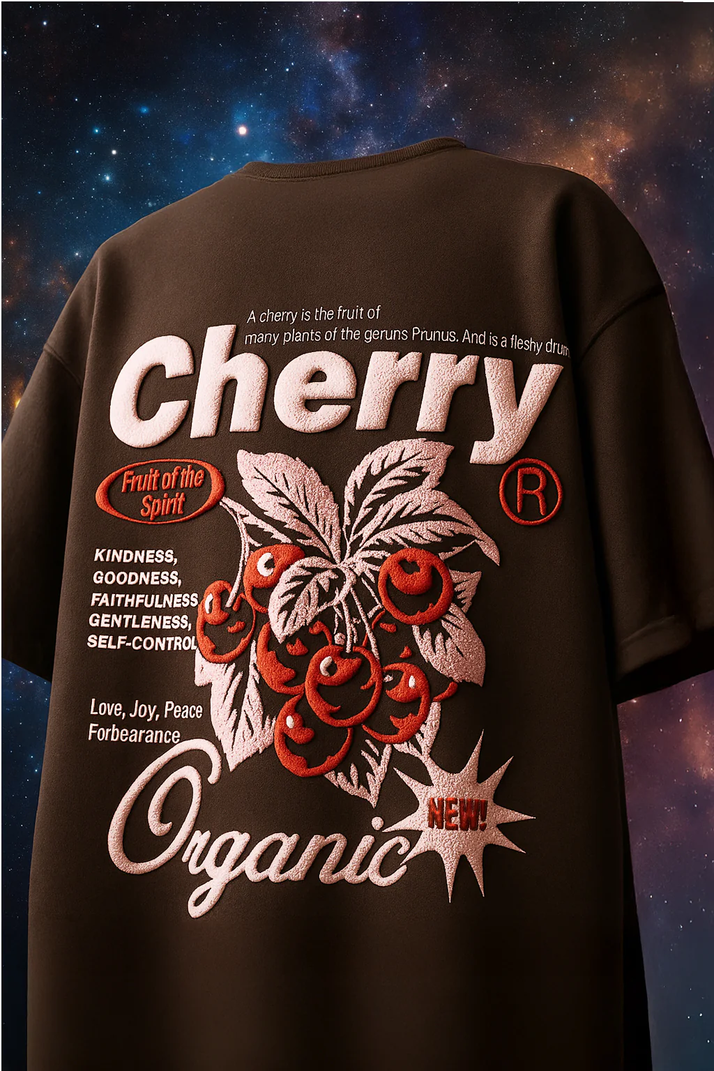 Cherry Brown Oversized Puff Printed Exclusive T-shirt