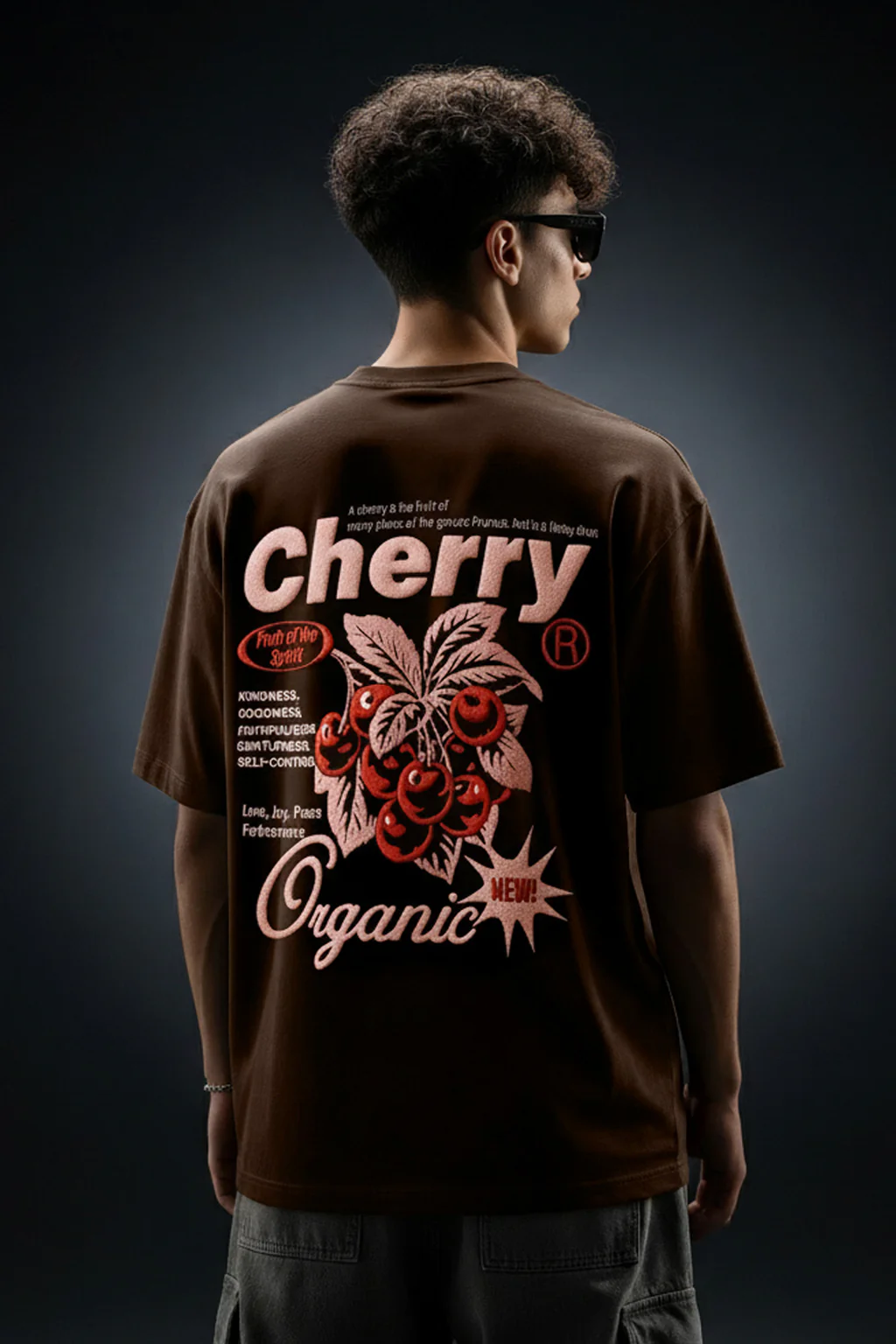 Cherry Brown Oversized Puff Printed Exclusive T-shirt - Image 3