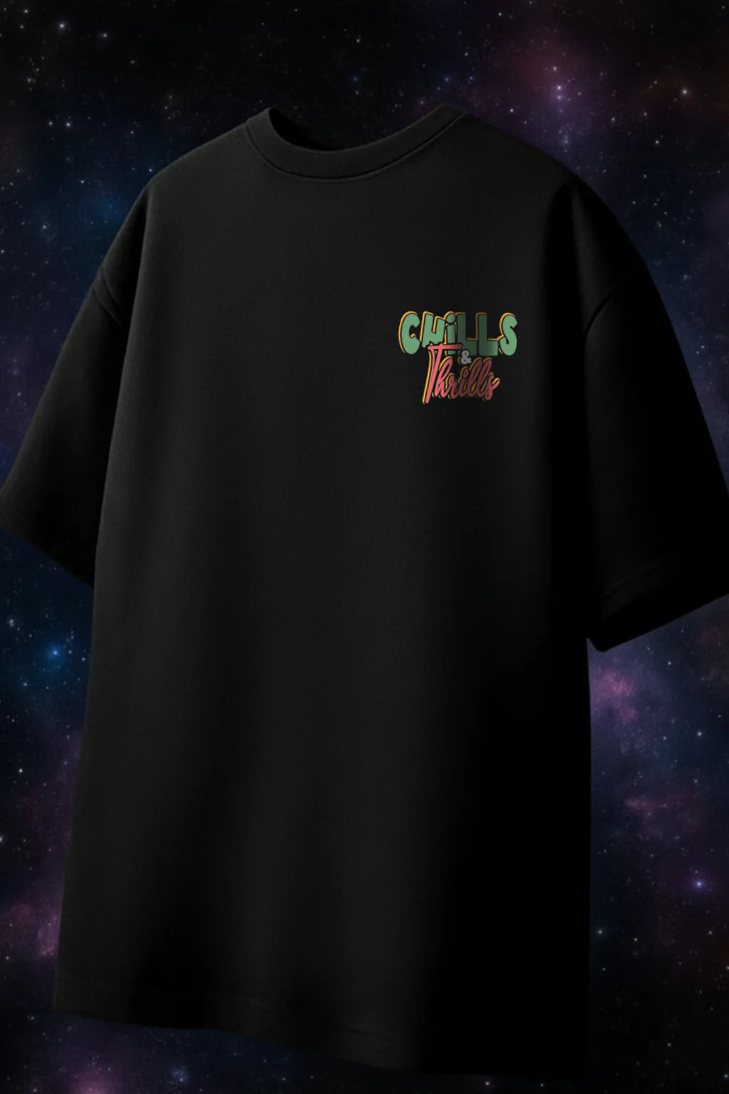 Chill Thrills Navy Oversized Puff Printed Exclusive T-shirt - Image 2