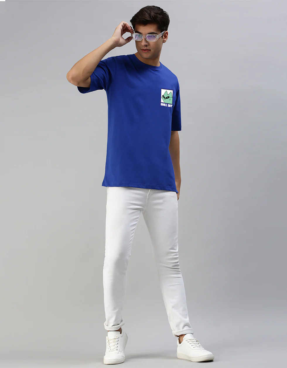 Chillout Blue Oversized Pocket Graphic Printed T-shirt - Image 3