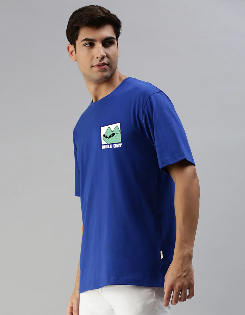Chillout Blue Oversized Pocket Graphic Printed T-shirt - Image 6