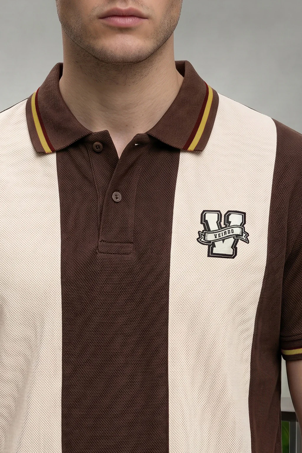 Chocolate Swanwhite Colorblock Regular Fit Exclusive Pique Lycra Polo T-Shirt - Image 2