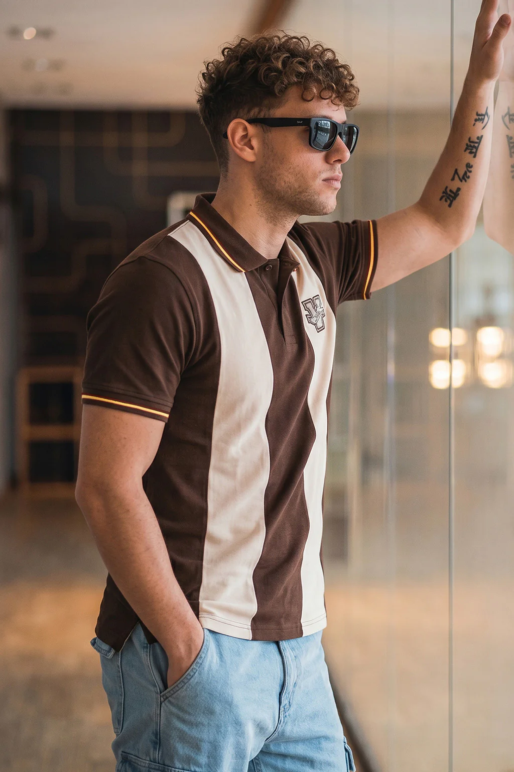 Chocolate Swanwhite Colorblock Regular Fit Exclusive Pique Lycra Polo T-Shirt - Image 3