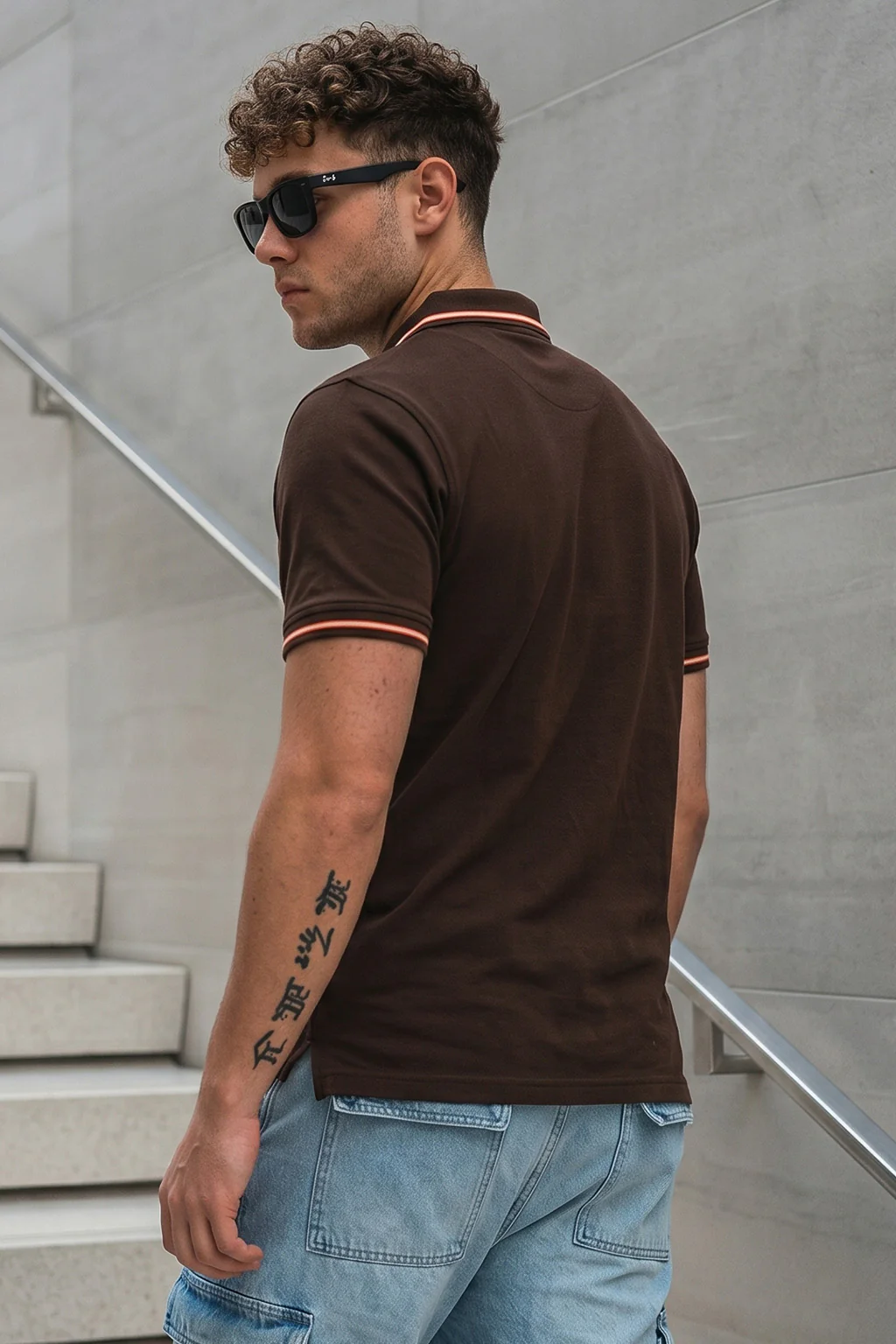 Chocolate Swanwhite Colorblock Regular Fit Exclusive Pique Lycra Polo T-Shirt - Image 4