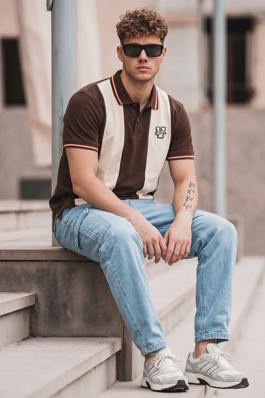 Chocolate Swanwhite Colorblock Regular Fit Exclusive Pique Lycra Polo T-Shirt - Image 5