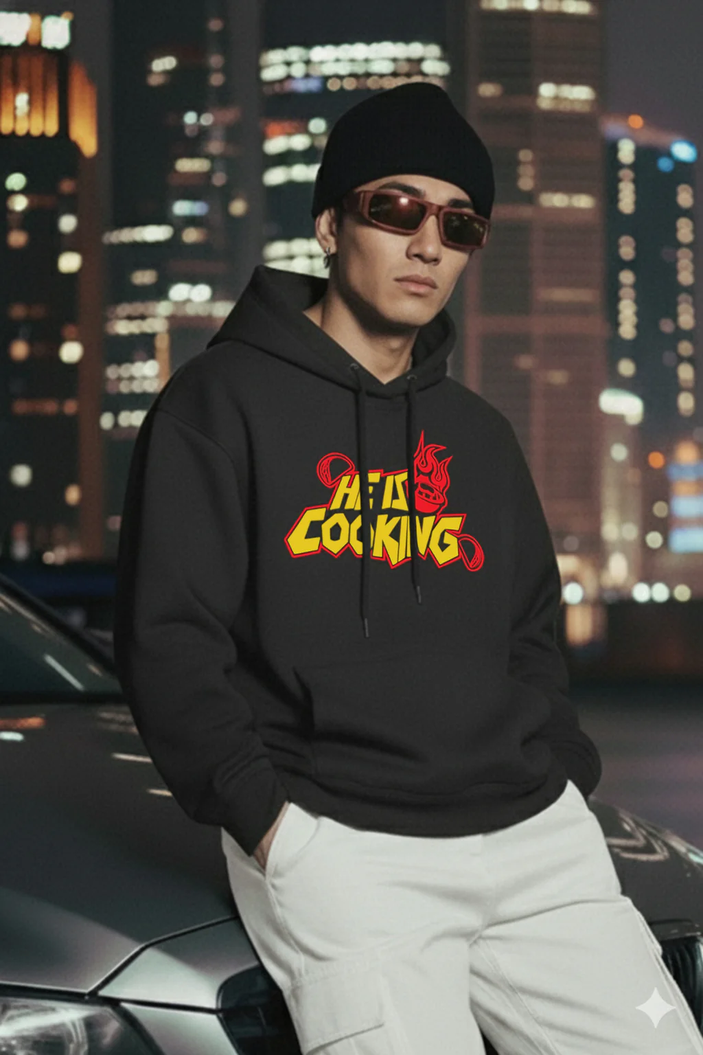 Cooking Dark Grey Oversized Printed Hoodie - Image 7