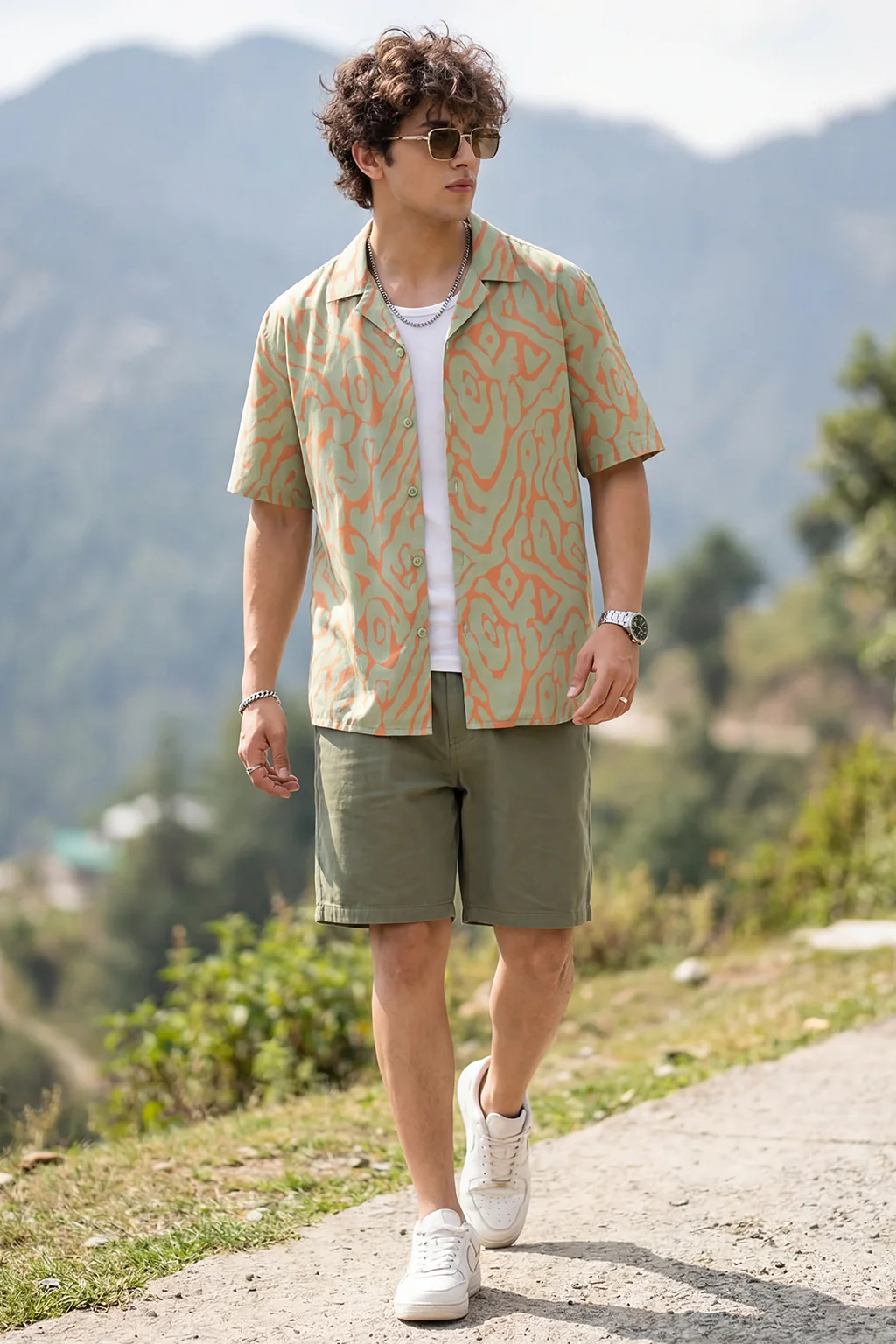 Coral Wave Orange All Over Print Oversized Exclusive Shirt - Image 4