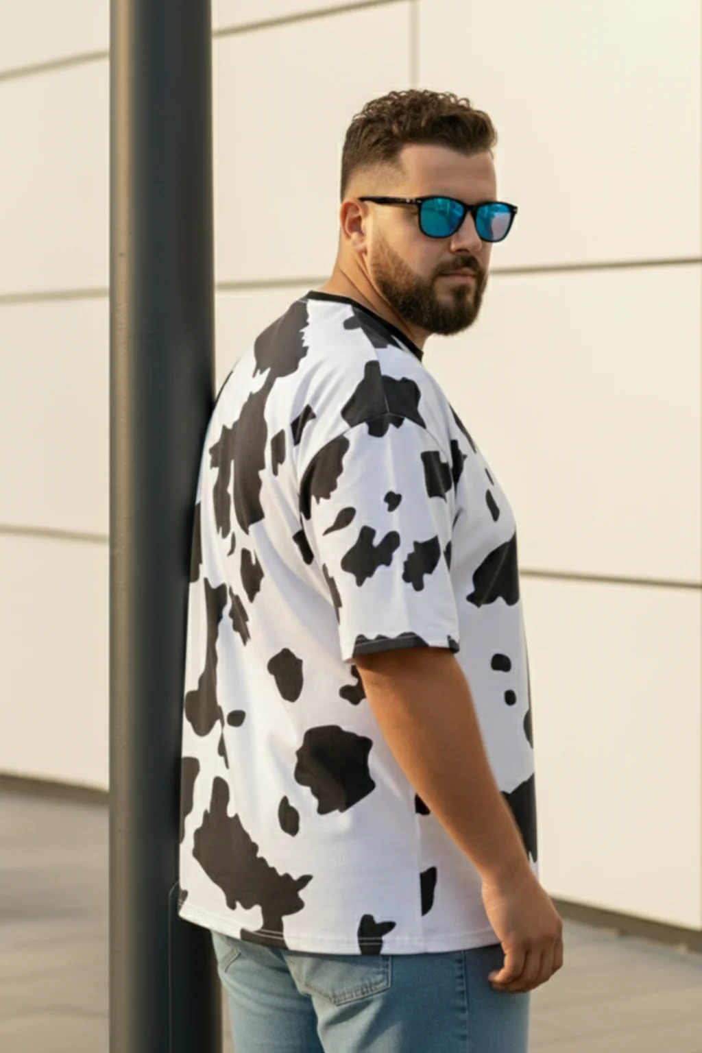 Cow Black & White Graphic Printed Plus Size T-shirt - Image 2