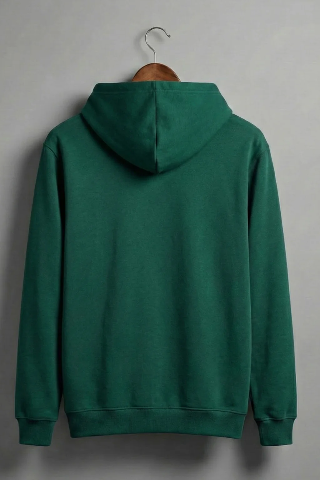 Dark Green Plain Regular Fit Hoodie - Image 2