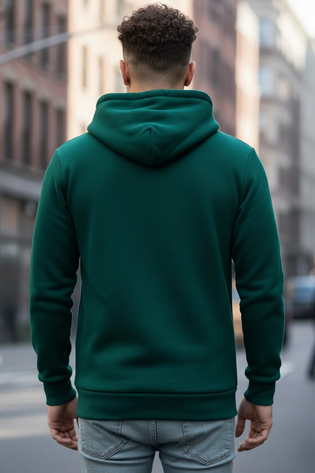 Dark Green Plain Regular Fit Hoodie - Image 6