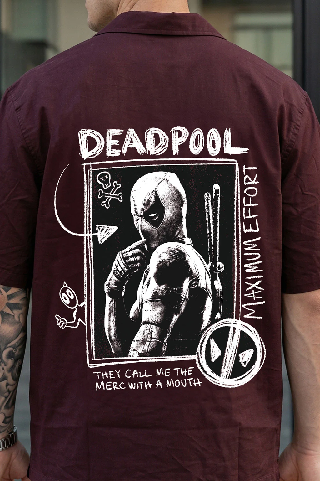 Deadpool Brown Oversized Printed Exclusive Shirt - Image 2