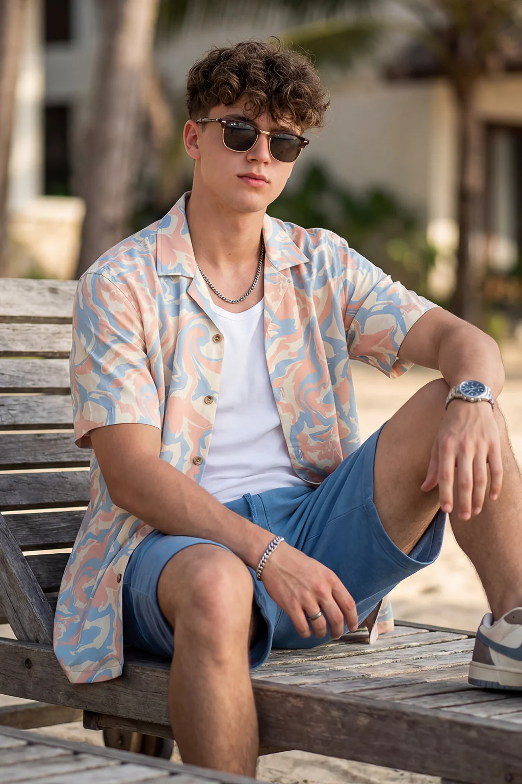 Desert Swirl Beige All Over Print Oversized Exclusive Shirt - Image 4