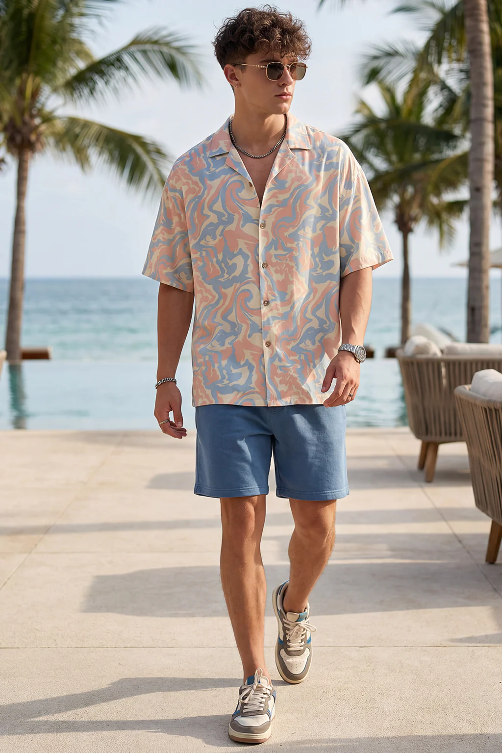Desert Swirl Beige All Over Print Oversized Exclusive Shirt - Image 5
