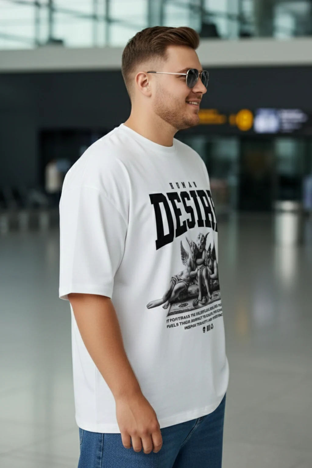 Desire White Graphic Printed Plus Size T-shirt - Image 3