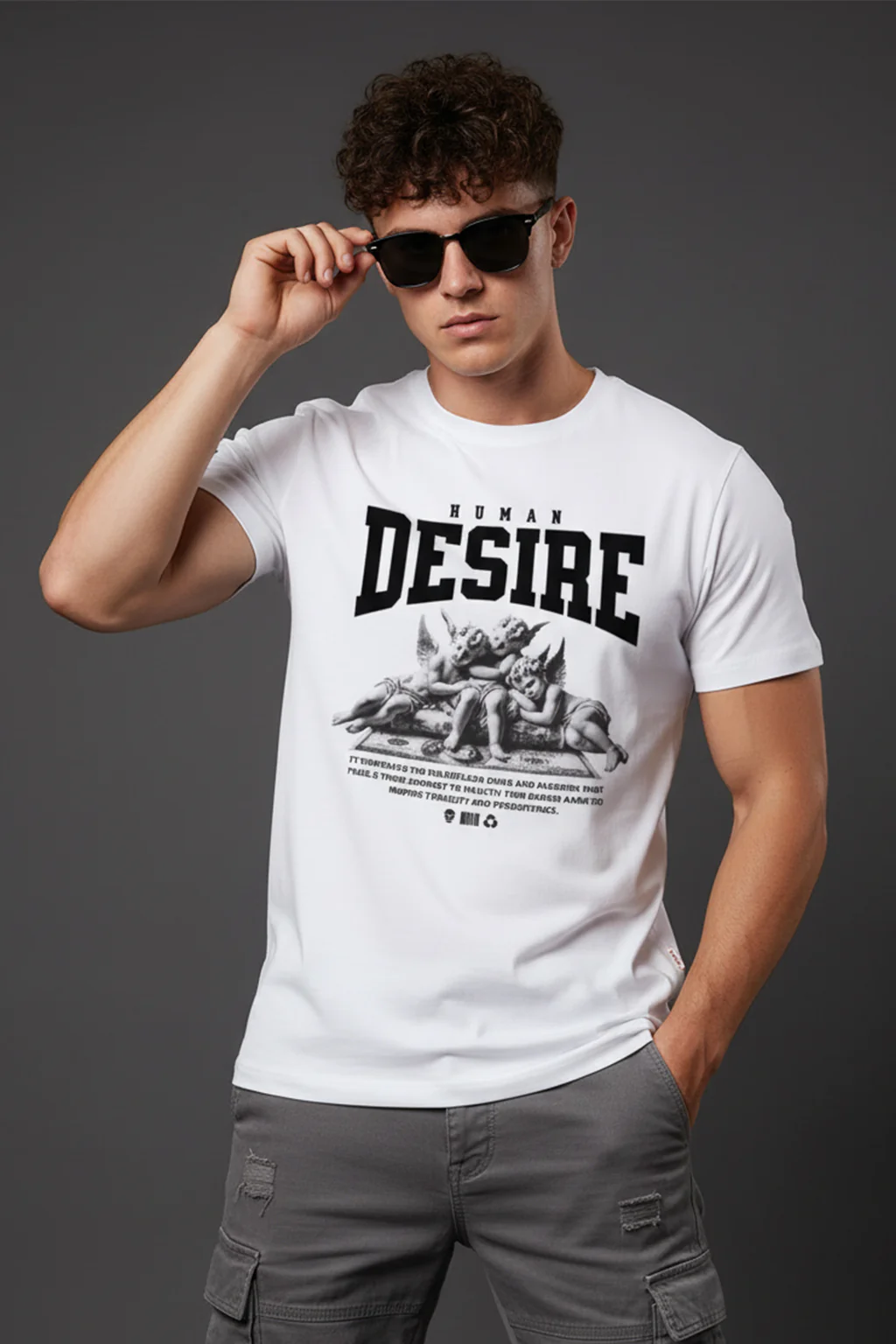 Desire White Regular Fit Printed T-shirt - Image 3