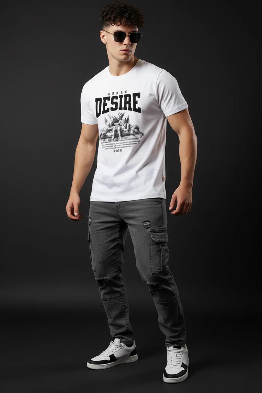 Desire White Regular Fit Printed T-shirt - Image 5