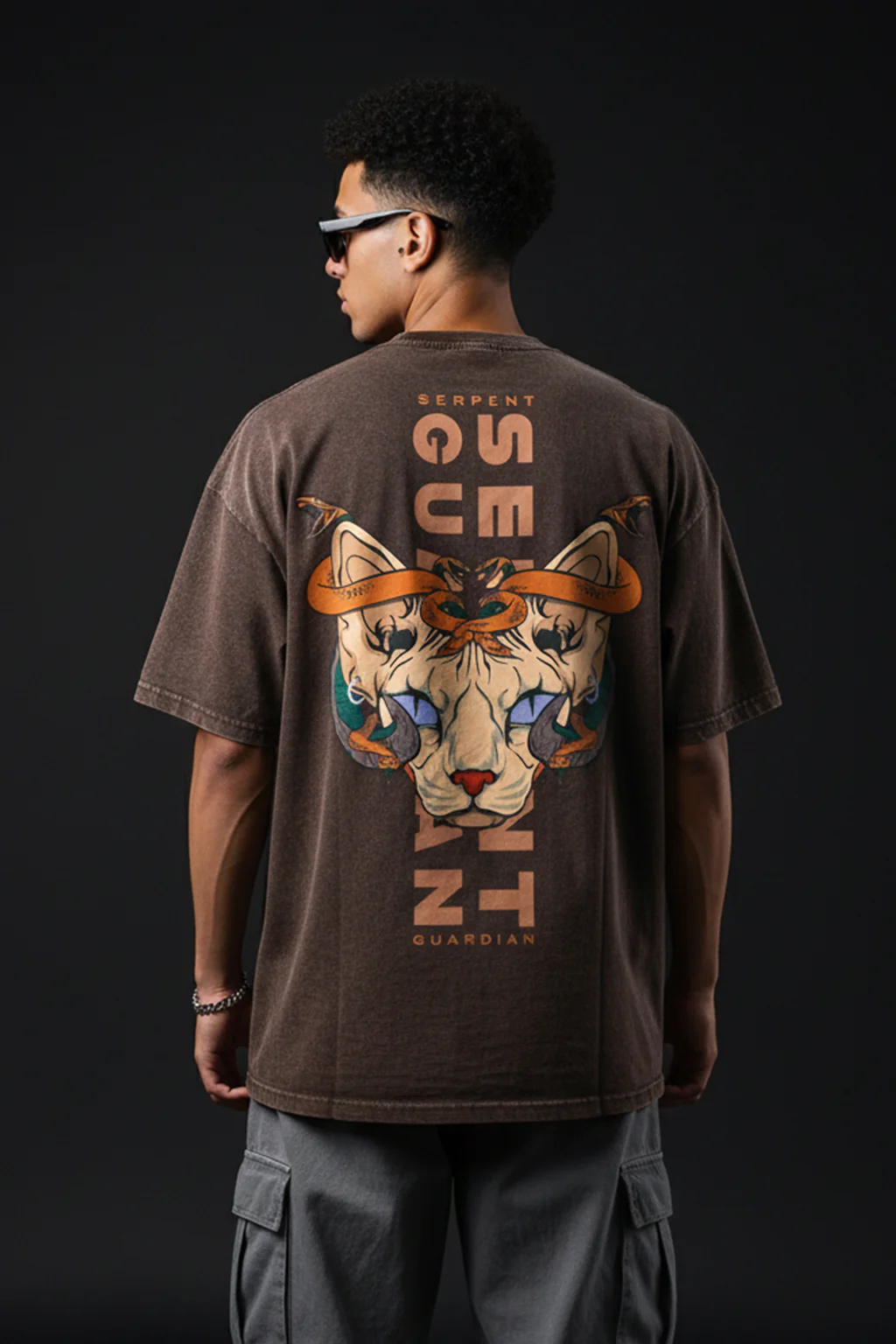 Devil Horn Oversized Acid Washed Graphic Back Printed Exclusive T-shirt - Image 3