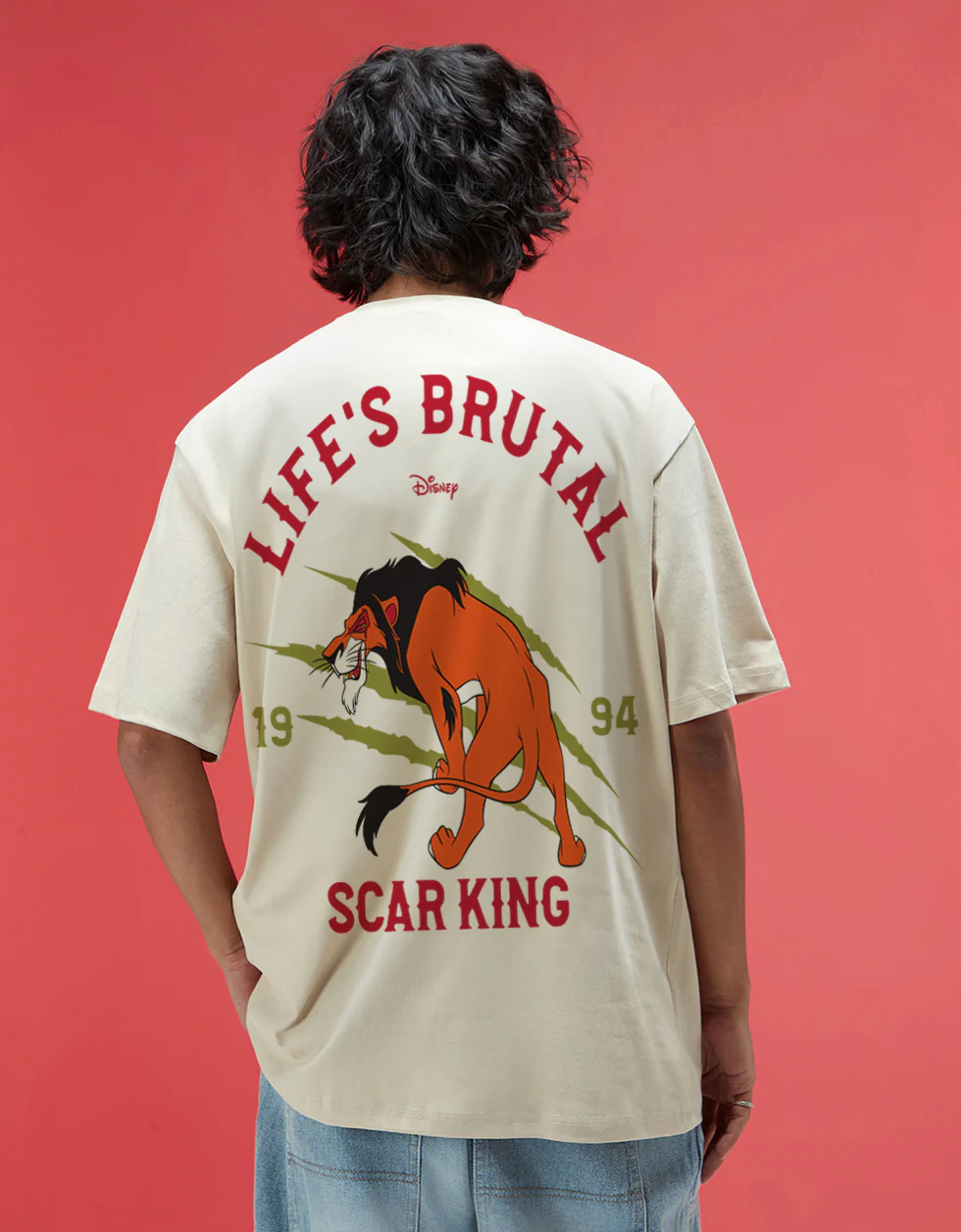 Disney Scar King Swanwhite Oversized Back Graphic Printed T-shirt - Image 3