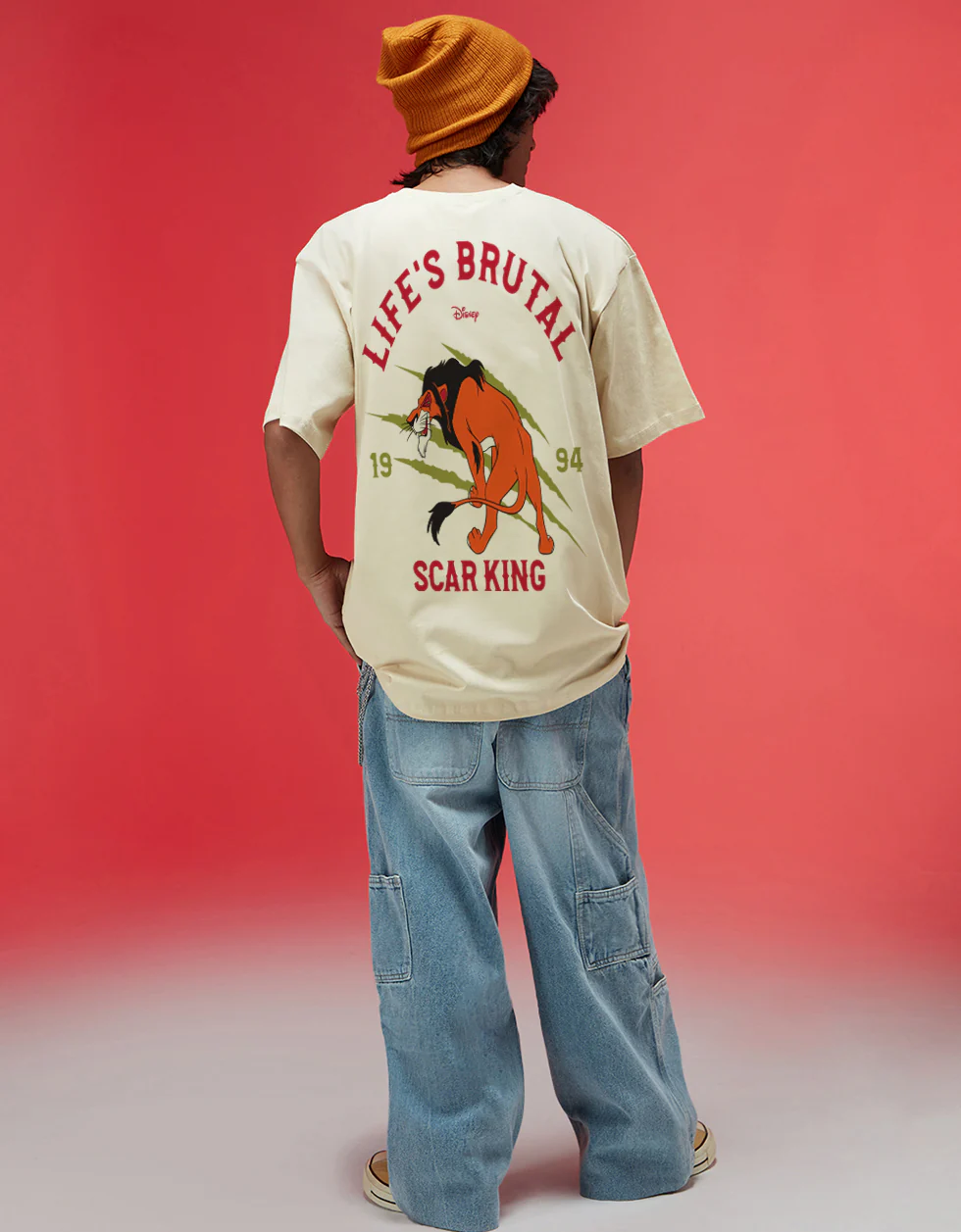 Disney Scar King Swanwhite Oversized Back Graphic Printed T-shirt - Image 5