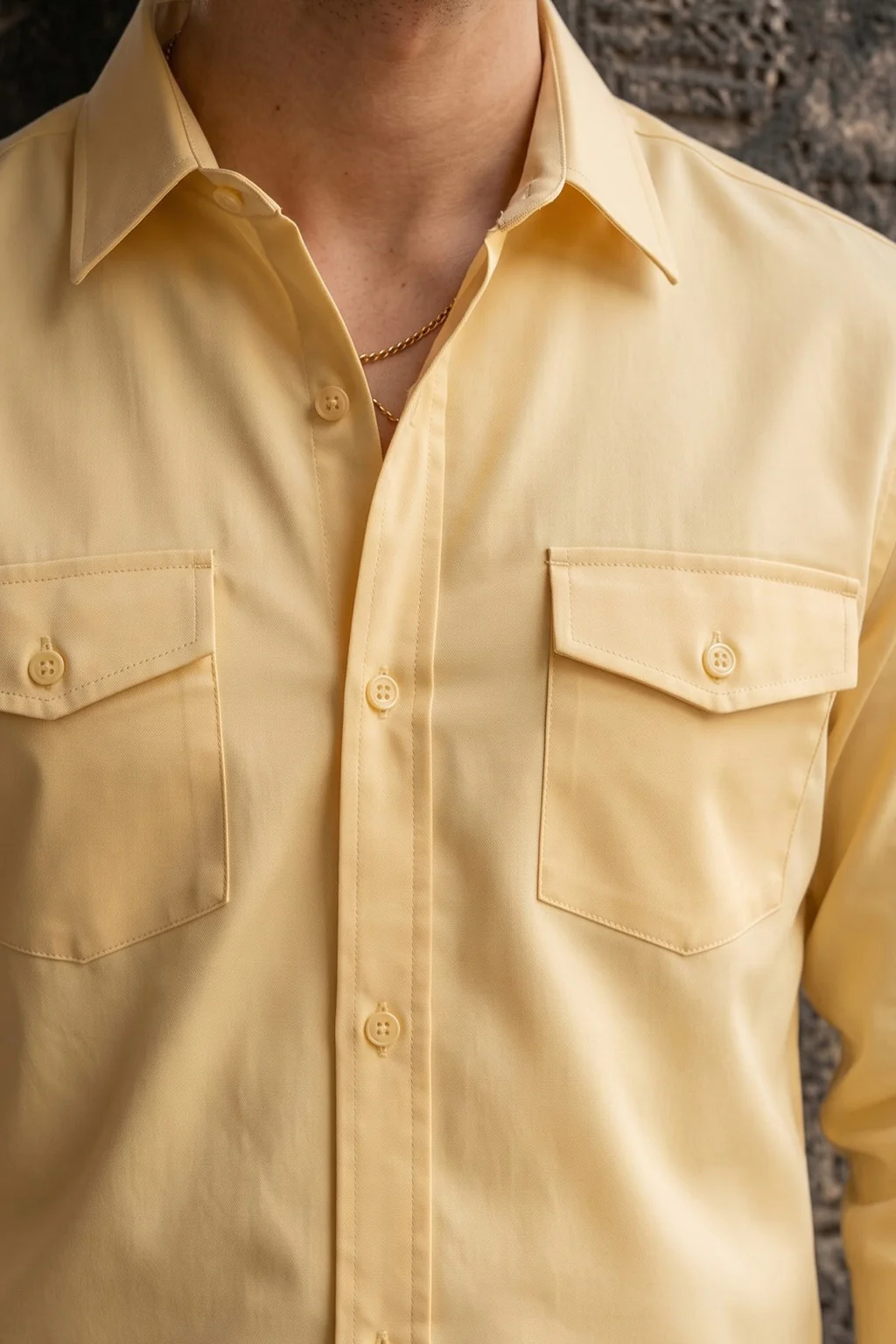 Double Cream Plain Relaxed Fit Full Sleeve Dual Pocket Utility Exclusive Shirt - Image 2