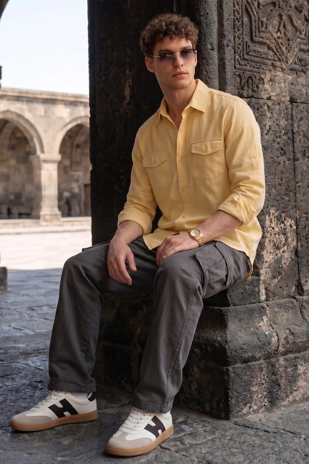 Double Cream Plain Relaxed Fit Full Sleeve Dual Pocket Utility Exclusive Shirt - Image 5