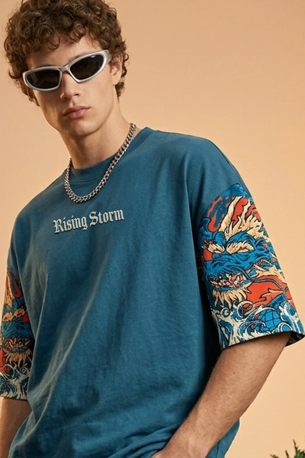 Dragon Blue 3D Puff Print Exclusive T-shirt Supreme Edition - Image 3