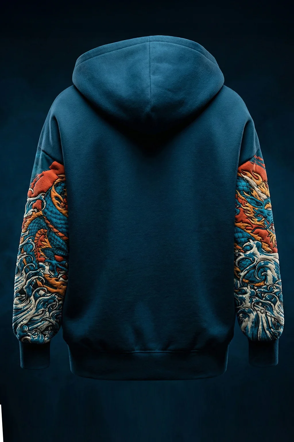 Dragon Blue Oversized Puff Printed Exclusive Hoodie - Image 4