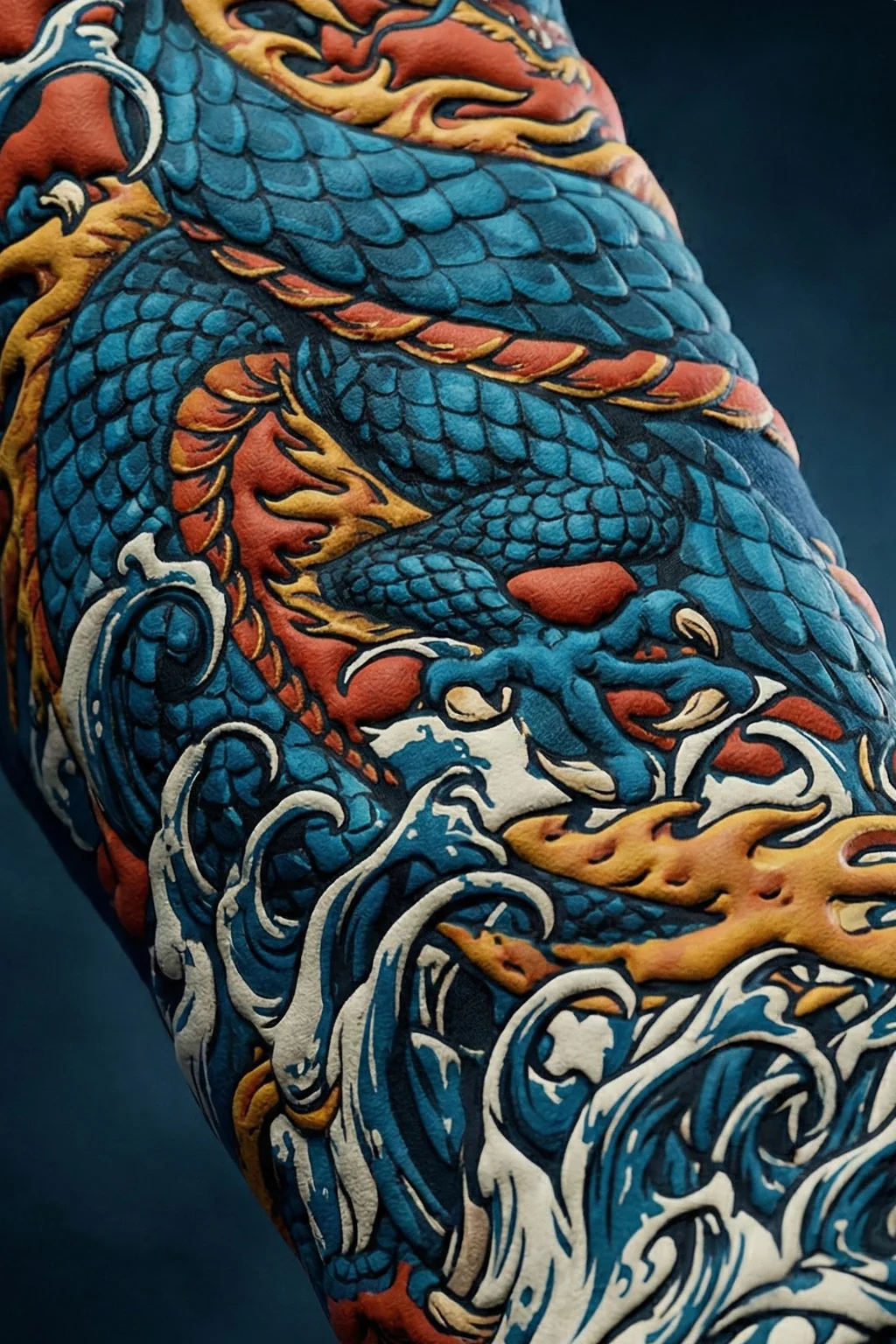 Dragon Blue Oversized Puff Printed Exclusive Hoodie - Image 6