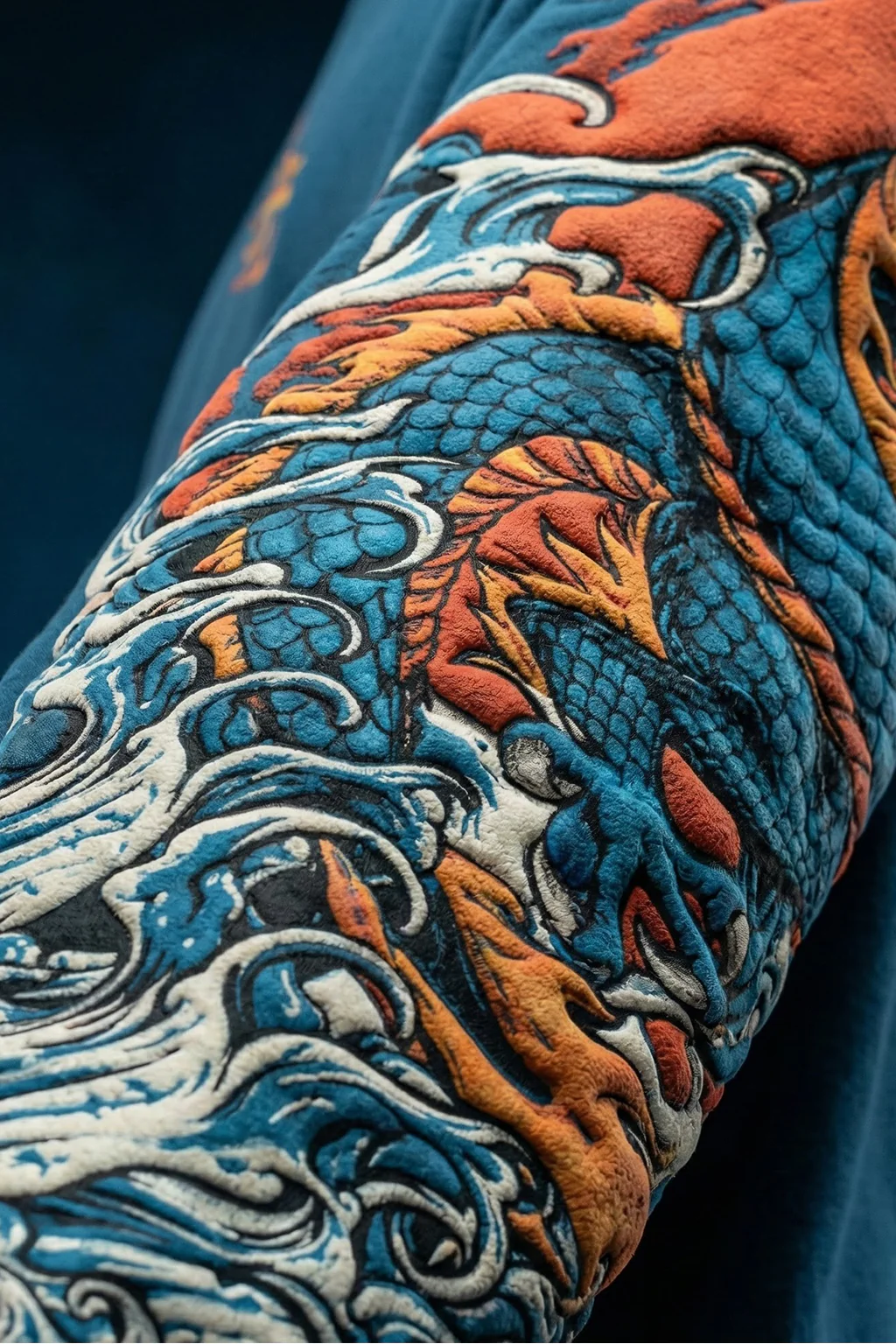 Dragon Blue Oversized Puff Printed Exclusive Hoodie - Image 8