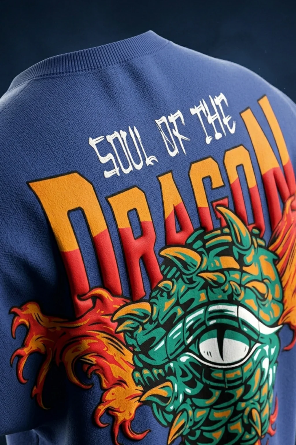 Dragon Navy 3D Puff Print Exclusive T-shirt Supreme Edition - Image 5