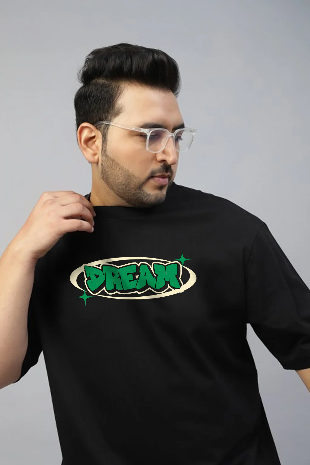 Dream Black Graphic Printed Plus Size T-shirt - Image 4