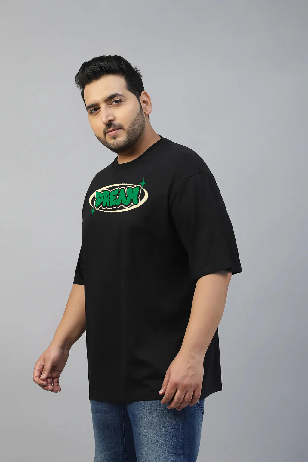 Dream Black Graphic Printed Plus Size T-shirt - Image 5