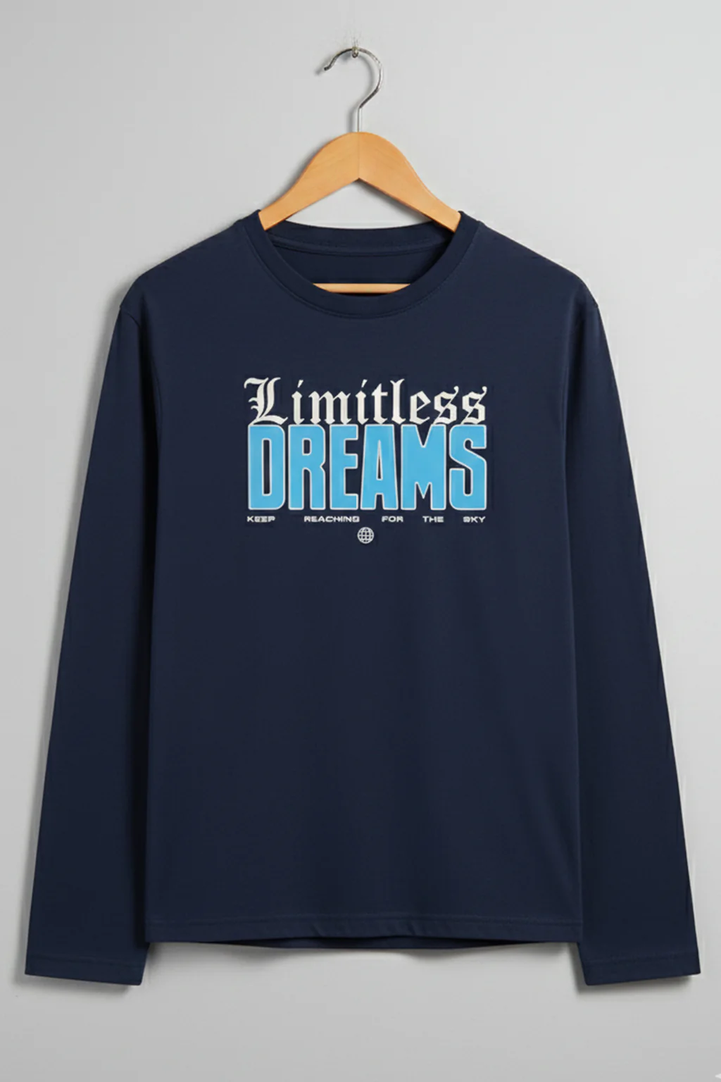 Dreams Navy Full Sleeves Regular Fit Printed T-shirt - Image 3