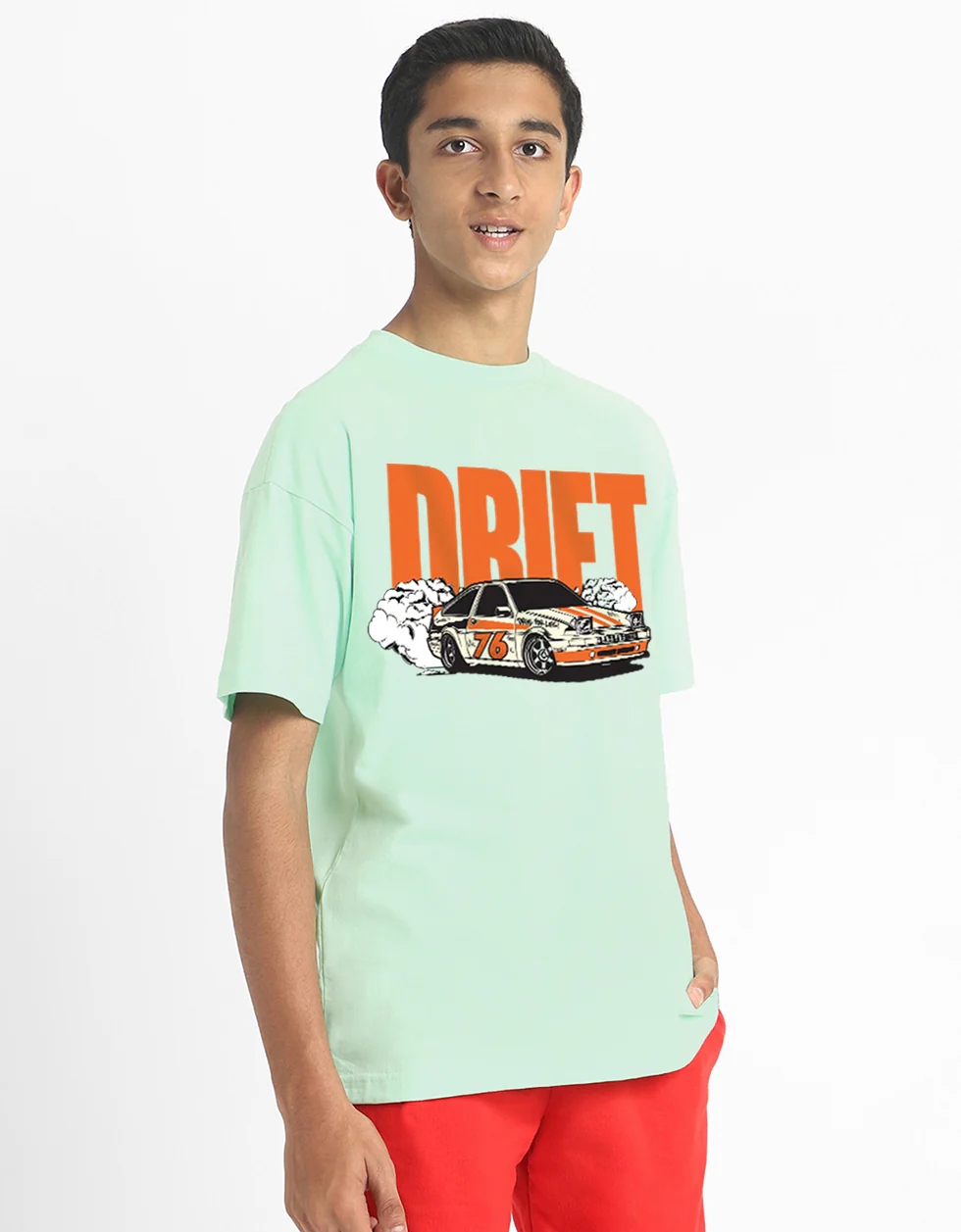 Drift Green Oversized Graphic Printed Boys T-shirt - Image 3