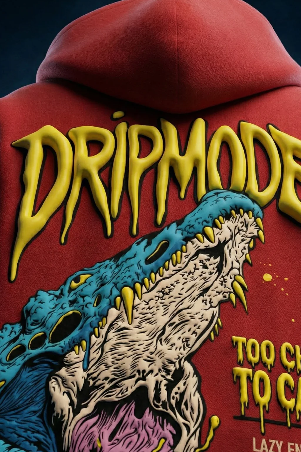 Dripmode Red Oversized Puff Printed Exclusive Hoodie - Image 4