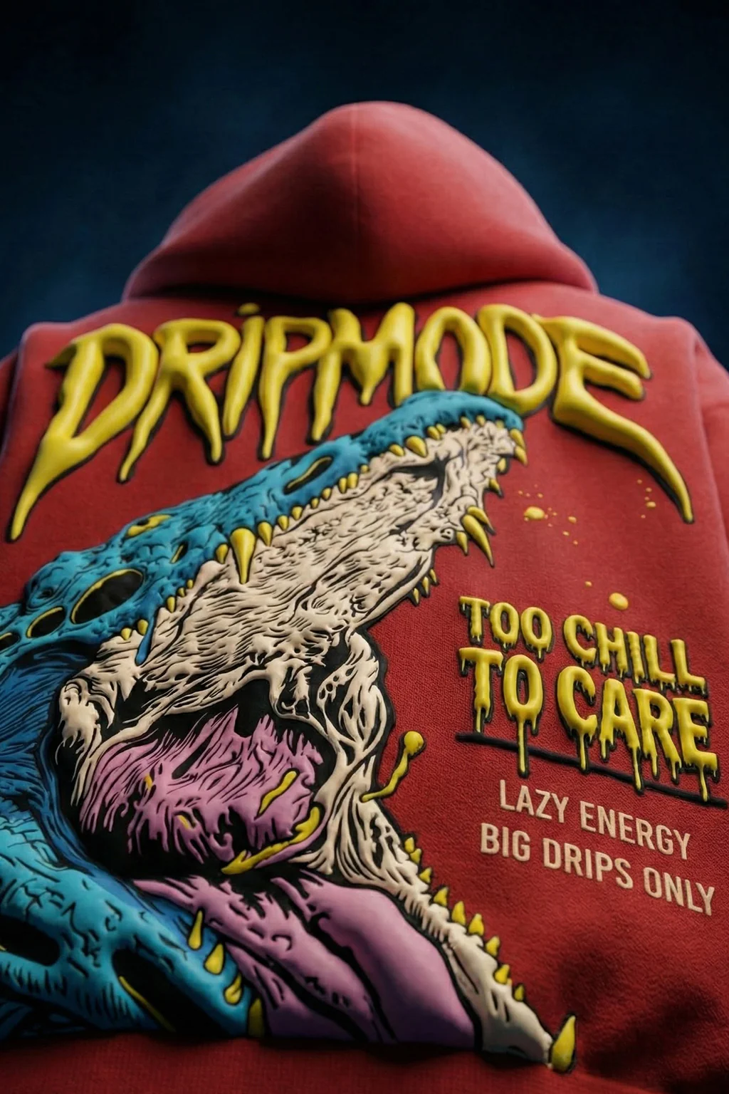 Dripmode Red Oversized Puff Printed Exclusive Hoodie - Image 7