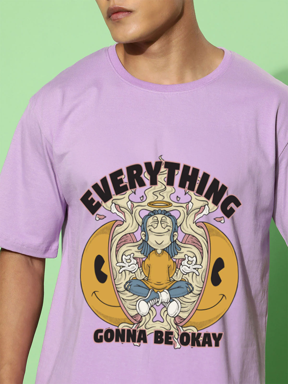 Everything Gonna Be Okay Lilac Oversized Printed T-shirt - Image 3