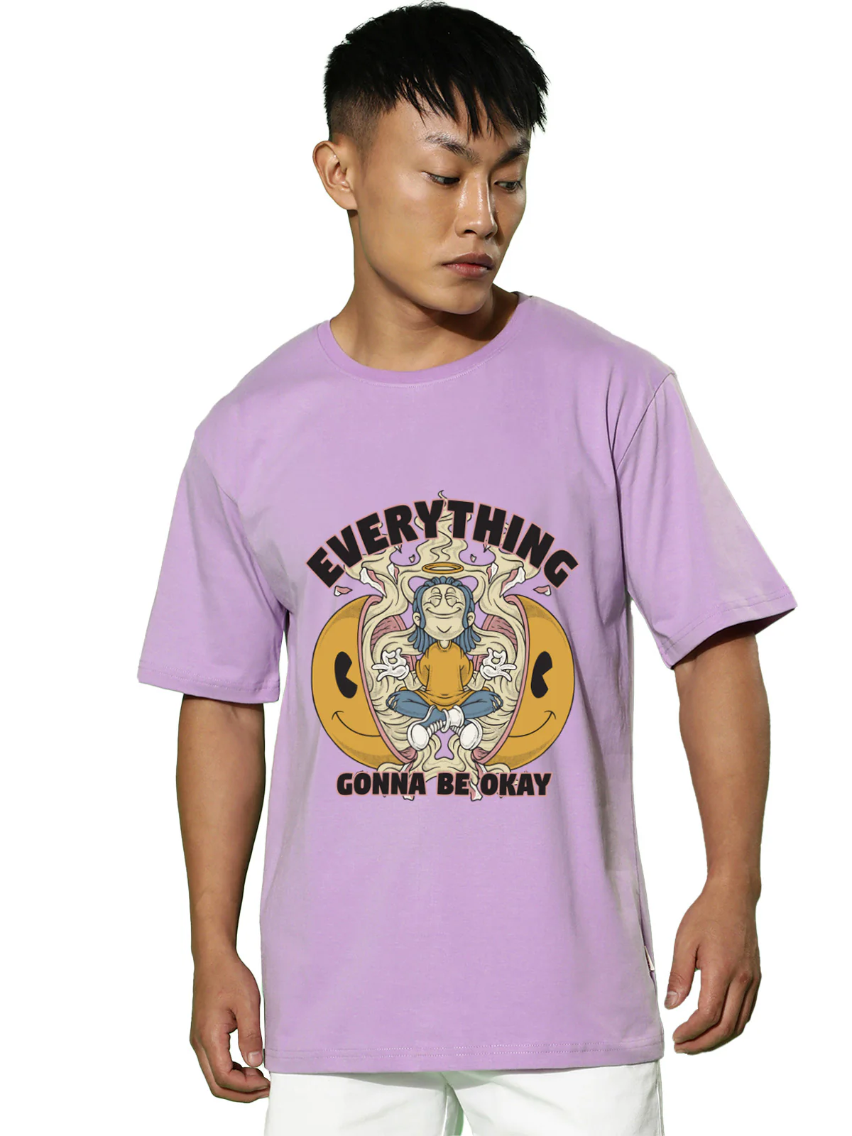 Everything Gonna Be Okay Lilac Oversized Printed T-shirt - Image 6