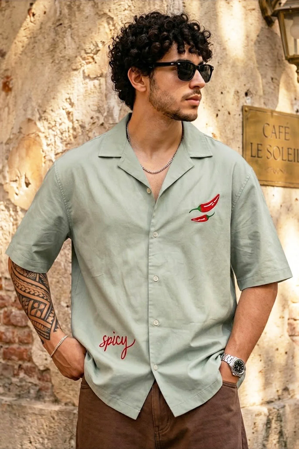 Extra Spicy Fogg Green Oversized Printed Exclusive Shirt - Image 5