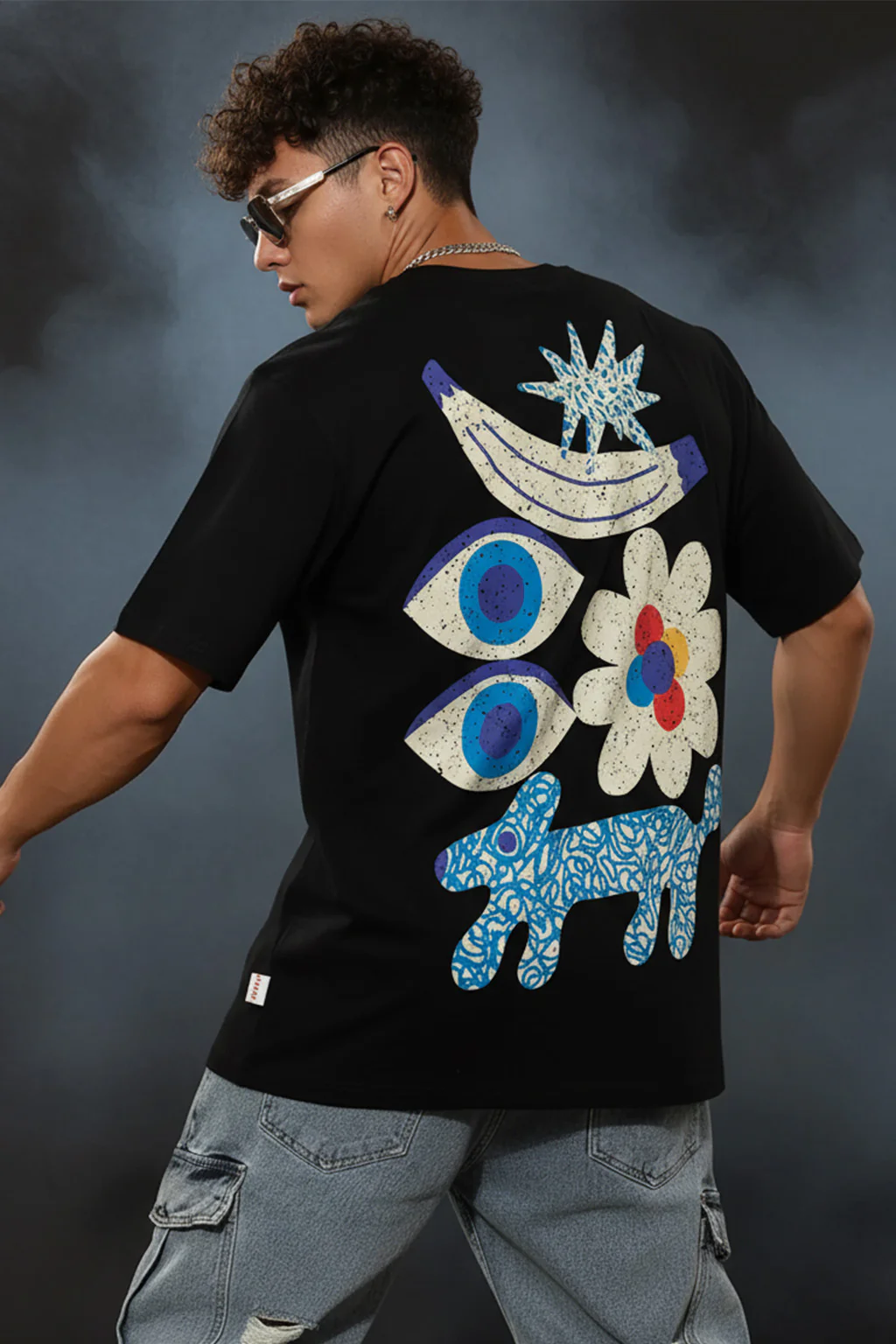 Eye Black Oversized Back Graphic Printed T-shirt - Image 2