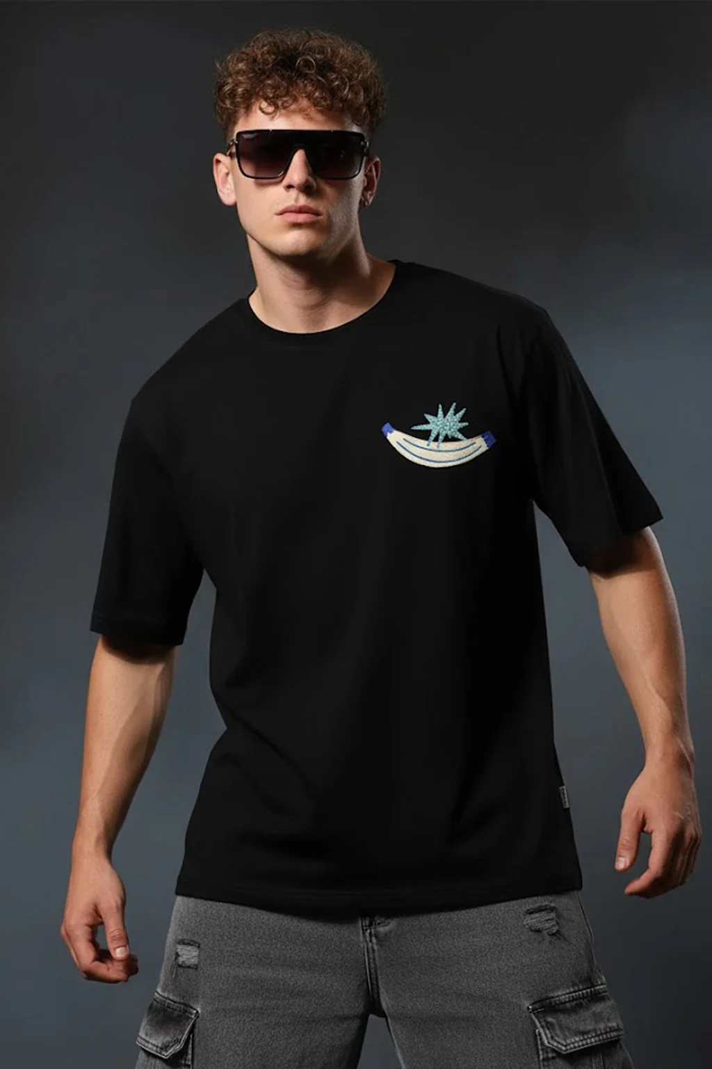 Eye Black Oversized Back Graphic Printed T-shirt - Image 3