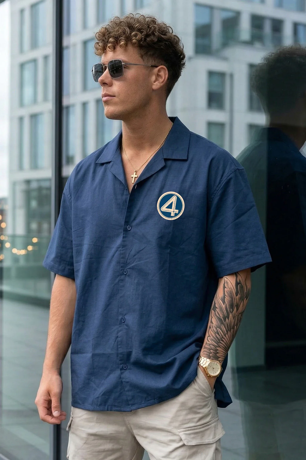 Fantastic Navy Oversized Printed Exclusive Shirt - Image 3